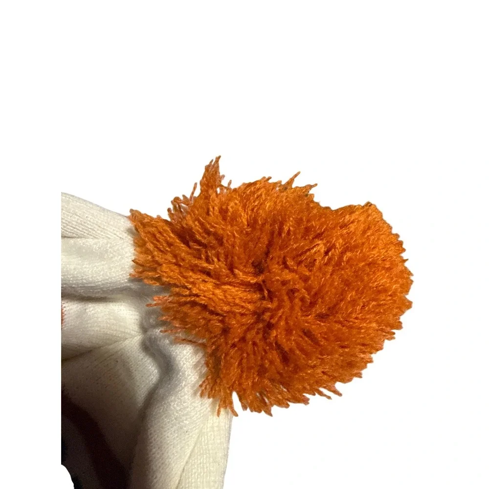 Champion Knit Pom Beanie Hat Orange White Teal Cuffed Logo One Size NWT